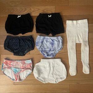 Bundle of diaper covers + one swim diaper cover + one white tights